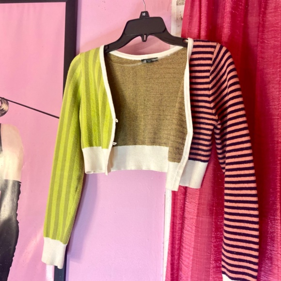 Wild Fable Tiny Style Striped Cropped Cardigan Sweater Slim Fit Women’s Small - Picture 6 of 6